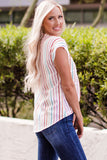 Multicolored Stripe Notched Neck Blouse