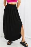 Zenana It's My Time Full Size Side Scoop Scrunch Skirt in Black