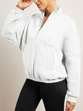 Half Zip Dropped Shoulder Sweatshirt