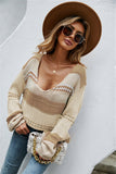 Color Block Scoop Neck Dropped Shoulder Sweater