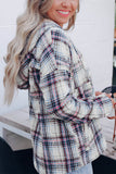 Plaid Long Sleeve Buttoned Hoodie