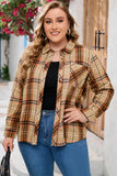 Plus Size Plaid Collared Neck Long Sleeve Shirt