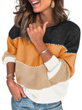 Color Block Round Neck Sweater