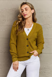 Zenana Kiss Me Tonight Full Size Button Down Cardigan in Chartreuse