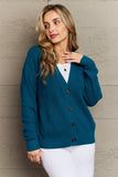 Zenana Kiss Me Tonight Full Size Button Down Cardigan in Teal