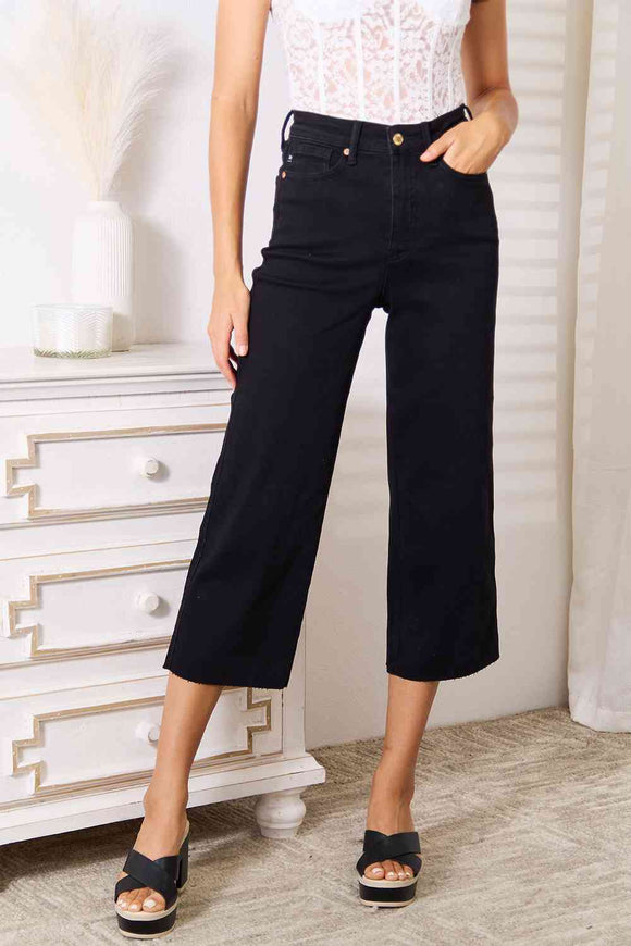 Judy Blue Full Size High Waist Wide Leg Cropped Jeans