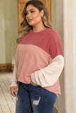 Plus Size Color Block Long Sleeve Top