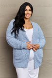 Zenana Falling For You Full Size Open Front Popcorn Cardigan