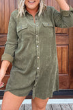 Plus Size Collared Neck Button-Down Shirt Dress