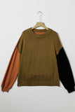 Contrast Round Neck Dropped Shoulder Sweater