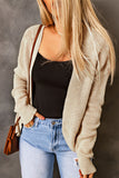 Open Front Drop Shoulder Rib-Knit Cardigan