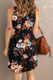 Printed Scoop Neck Sleeveless Buttoned Magic Dress