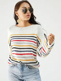 Striped Round Neck Dropped Shoulder Sweater