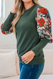 Printed Round Neck Lantern Sleeve T-Shirt