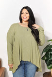 HEYSON Full Size Oversized Super Soft Rib Layering Top with a Sharkbite Hem and Round Neck