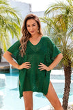 Openwork Slit Scoop Neck Cover Up