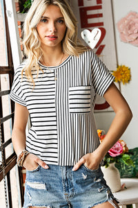 Striped Round Neck Short Sleeve Tee