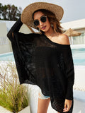 Openwork Slit Long Sleeve Cover-Up