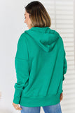 Zenana Half Snap Long Sleeve Hoodie