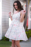 Floral Tie-Shoulder Frill Trim Dress